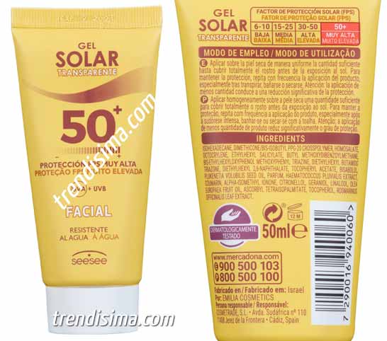 Protector solar Gel Facial Mercadona
